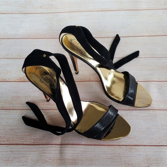 Ted Baker Sackina Leather/Suede Ankle Strap Heels - Picture 11 of 15